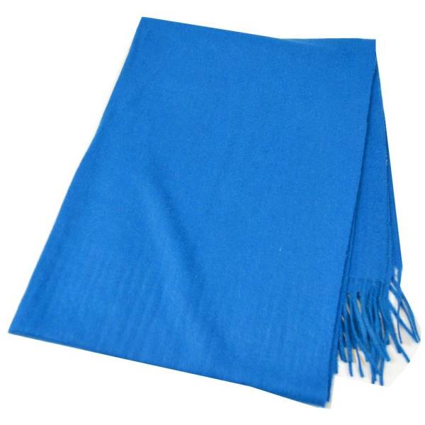 厚手 ラムズ ウール 100％ 大判 ストール 無地　ブルー　３