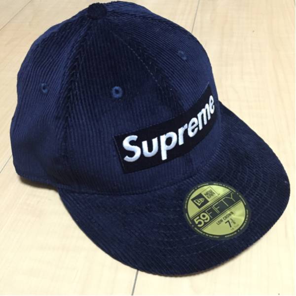 Supreme 15aw Corduroy Box Logo New Era ネイビー 7 3/8 新品
