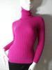 カシミヤ100％ケーブル編みタートルネックセーターローズＬ