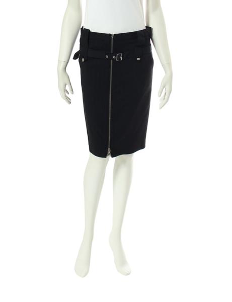 パオラフラーニ ベルト付タイトスカート ボトムス M シルク 黒