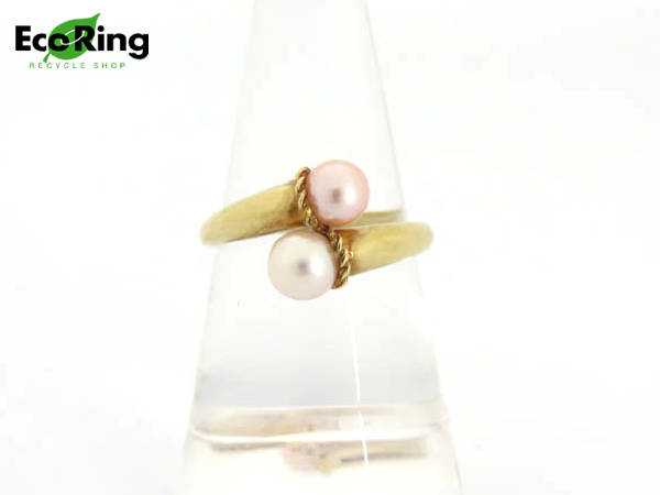 1円 K18YG×パール デザイン リング HF421
