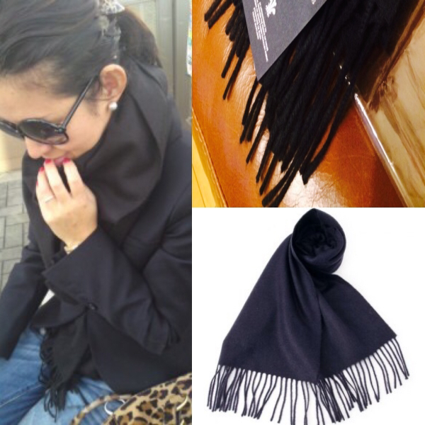 ジョンストンズ今季購入カシミアストールNavy大草直子辺見えみり