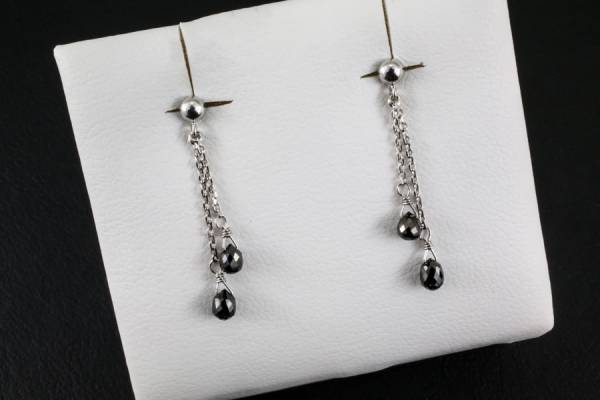 【102】Pお得ブラックダイヤピアス♪ホワイトゴールドK18WG