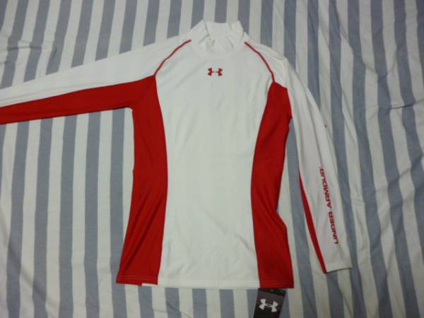 半額～!UNDER ARMOUR CGコンプブロックLSモック 白赤 XXL 新品