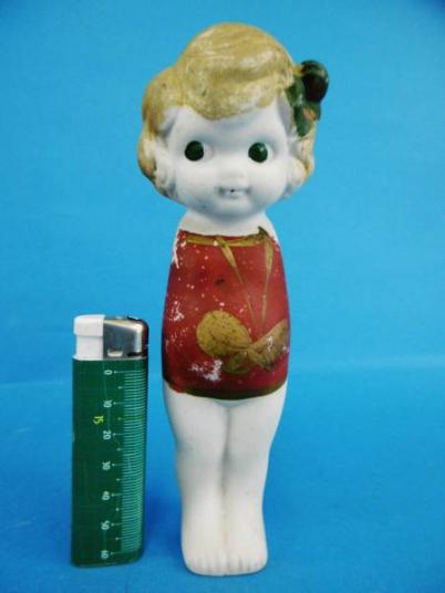 古い★大振りな磁器人形・女の子・両腕欠品・昔玩具昭和レトロ★