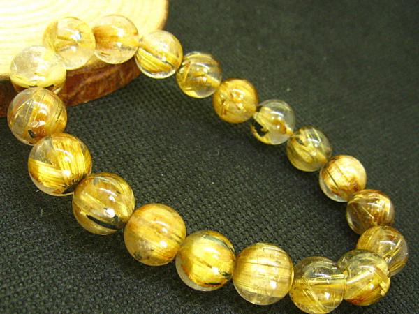 0124f269 天然石★【黄金タイチンルチル】★ブレス 10-10.5mm