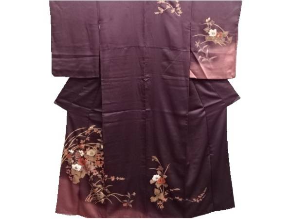 ★着物美人★アンティーク 金彩洋花模様 着物 訪問着 付下げ9253