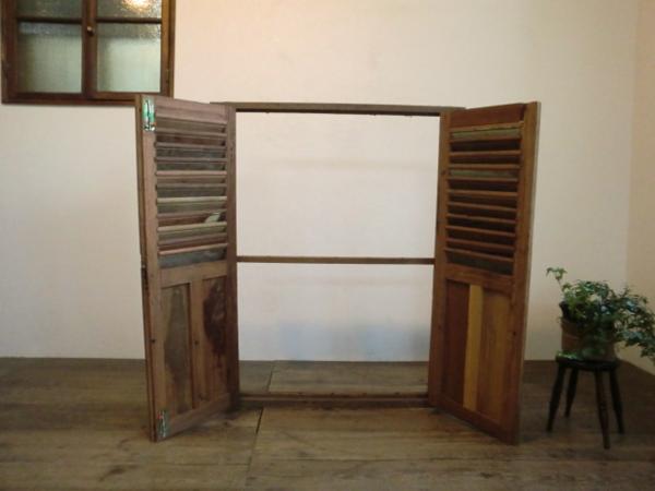 D408◆即決◆レトロな古い木製ヴォレー◆検窓扉建具庭B