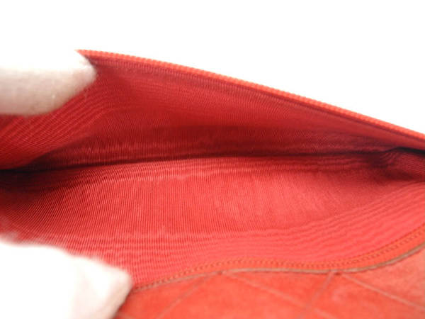 1円 シャネル ダブルステッチ 札入れ レッド AI192