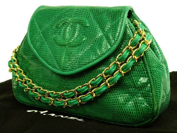 【シャネル】マトラッセ★チェーンショルダーバッグ★リザード緑