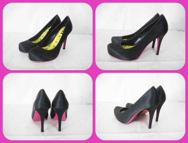 ●SLY(スライ) ピンクソール・ストームパンプス・黒Ｍ23～23.5㎝