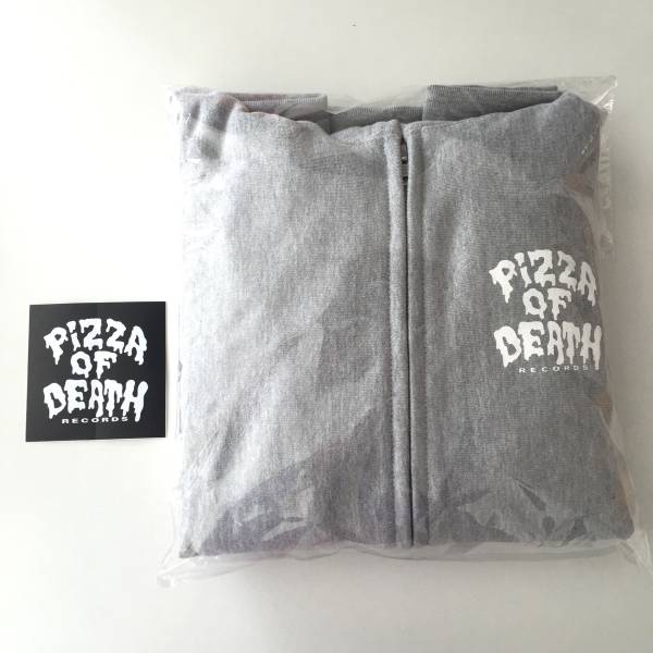 新品☆PIZZA OF DEATH ジップパーカー グレー S ステッカー付 【公式通販】