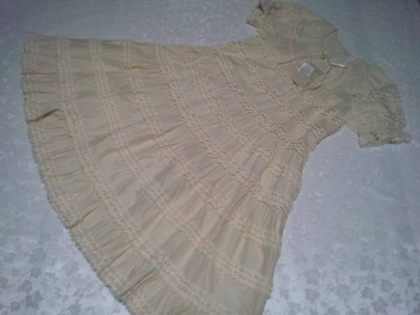 ピンクハウス ローンチュールフリル ミディ丈ワンピース 生成り