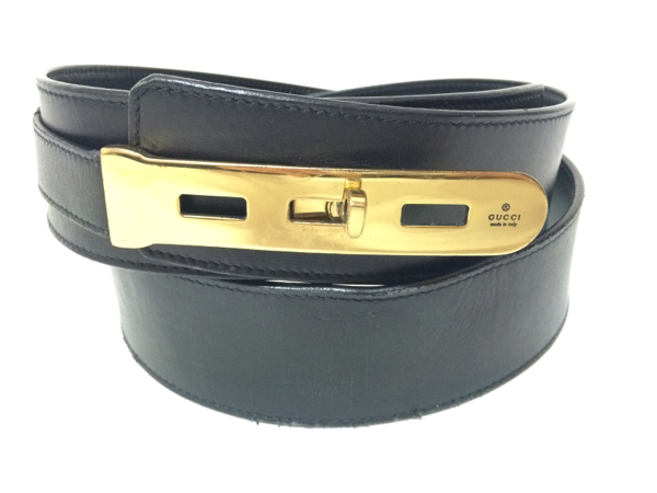 本物☆美品！GUCCIグッチ レザーベルト メンズ 黒 イタリア製