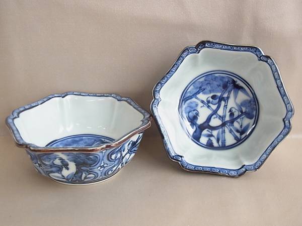 E055*京焼*　加藤利昌　小禽文小鉢2点/平安利昌/鳥