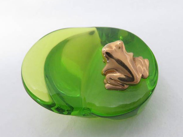 バカラ　緑カエル　超美品 バカラ Baccarat カエル 大 緑 クリスタル ガラス 置物 フランス