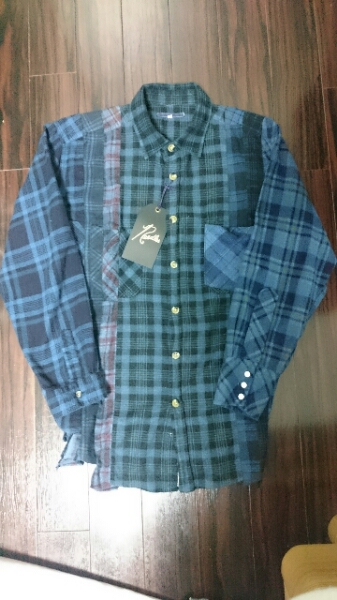 試着のみ 2015AW rebuild by needles 7-cut flannel shirt EG