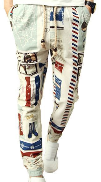 ロング カジュアル パンツ オシャレ デザイン ホワイト XLサイズ