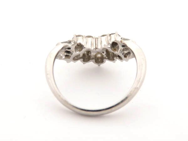1円 Pt900×ダイヤモンド V字ライン リング 計1.01ct HG618 0.1ctPT900