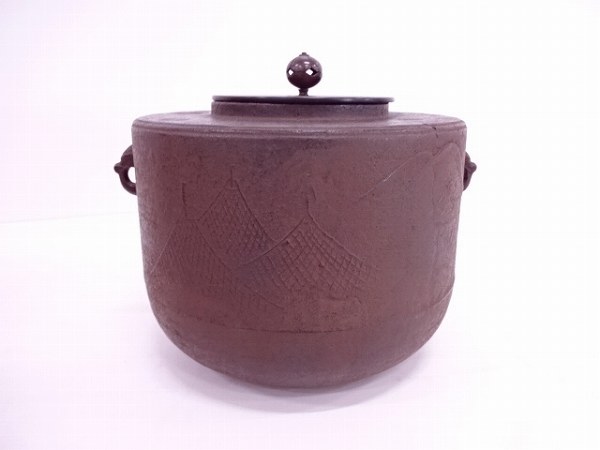 49566# 釜師大国藤兵衛造 松波地紋肩衝釜