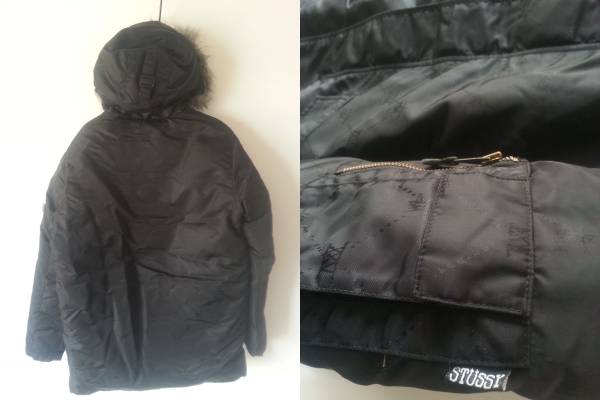stussy XXV モノグラム柄 N3B フライトジャケット ダウン 黒 Ｍ