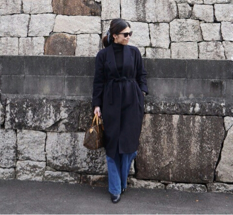 UNIQLO M ユニクロルメール - ネイビー ウールカシミヤローブコート 