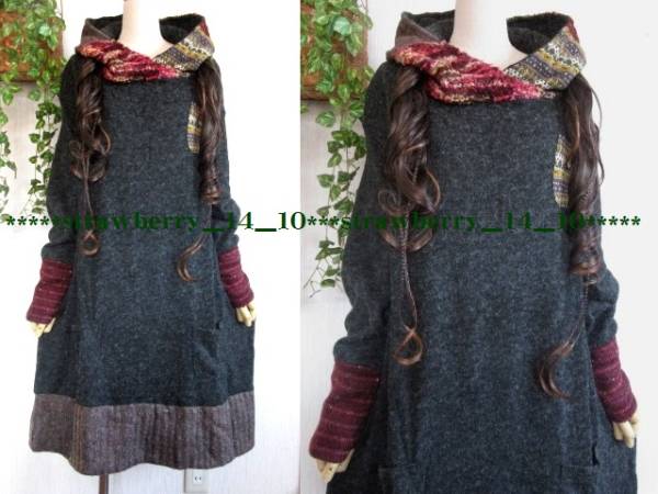 ☆新品☆Ｌ～ＬＬ・可愛いパッチフード・ワンピース☆