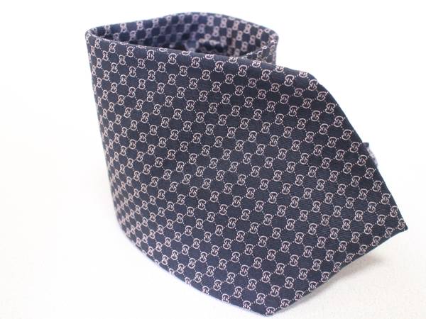 1円～美品【GUCCI本物】ネクタイ/ネイビー