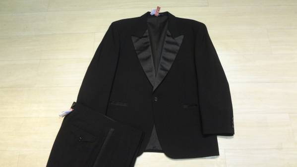 超美品160cmW81★英国製Holland&Sherry地★高級タキシードスーツ