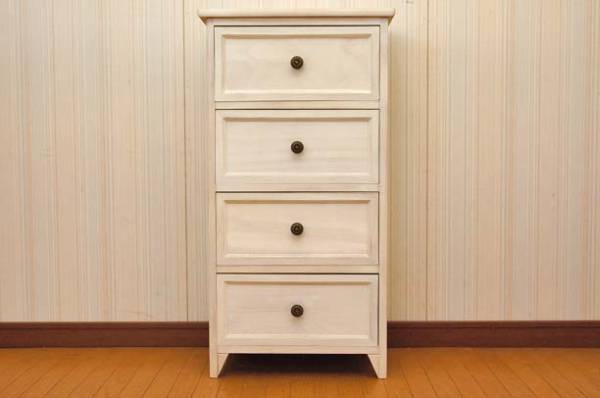 ●　アンティーク加工　シャビー加工　チェスト4段 C-3345