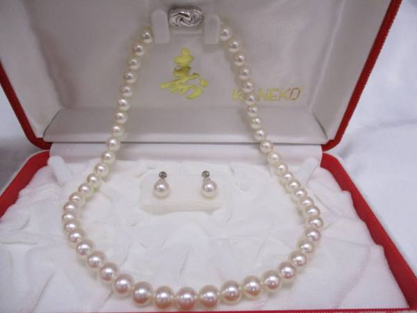 パール 8mm 珠 ネックレス / イヤリング K14WG セット