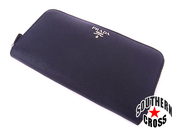 プラダ PRADA サフィアーノ トライアングル ラウンドファスナー 長財布 