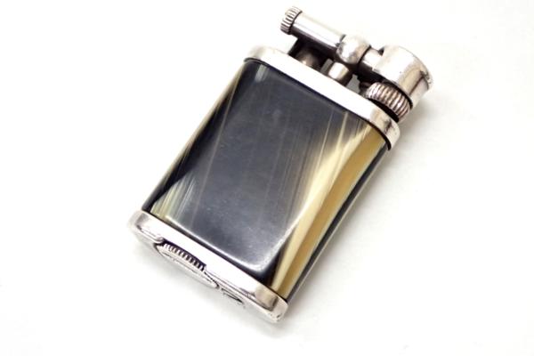 中古◆dunhill ダンヒル ユニーク ガスライター シルバー×黒 漆
