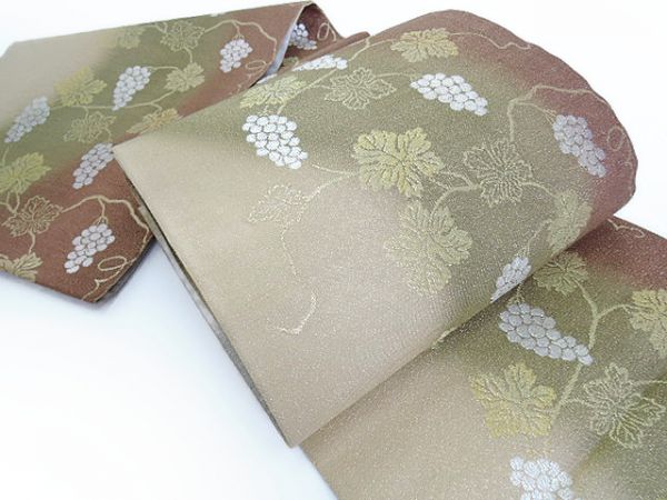 ゆめsaku 新品“和モダンを趣く葡萄の麗しき気品”袋帯 ｃ-13