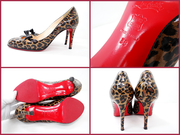 1円 本物 クリスチャンルブタン エナメル パンプス 38 靴