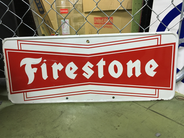美術品・アンティーク・コレクション Firestone ヴィンテージ看板 50s