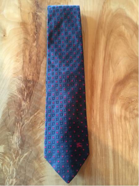 良品 入手困難 [バーバリーロンドン]ロゴ刺繍 ネクタイ/ブラック