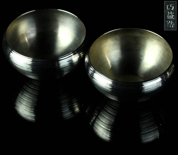 【櫻】巧益堂造 銀製 342g 仏具 香炉 おりん 二客 [t]