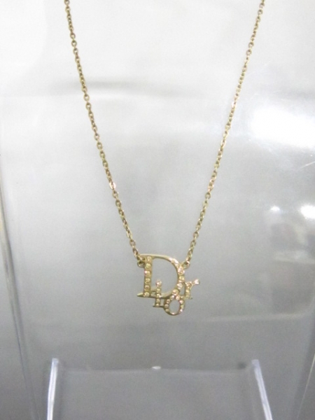 美品Christian Dior ロゴモチーフ ネックレス ゴールド Christian