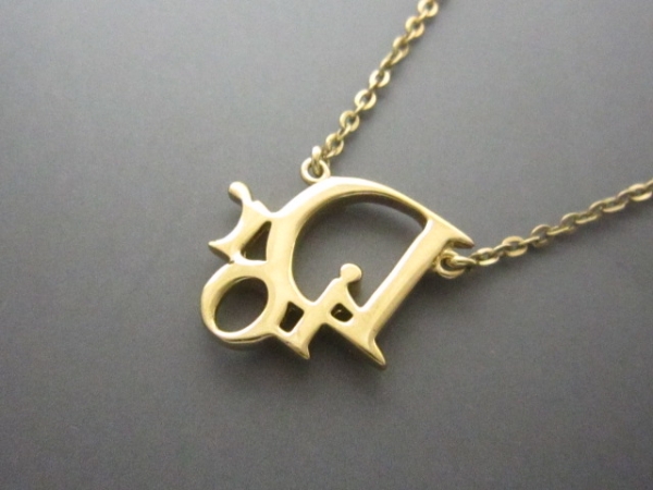 美品Christian Dior ロゴモチーフ ネックレス ゴールド Christian