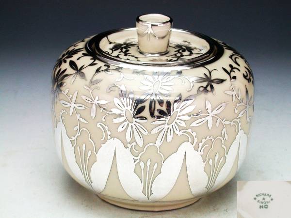 Ant リチャードジノリ・純銀巻アールデコ様式花図紋蓋物