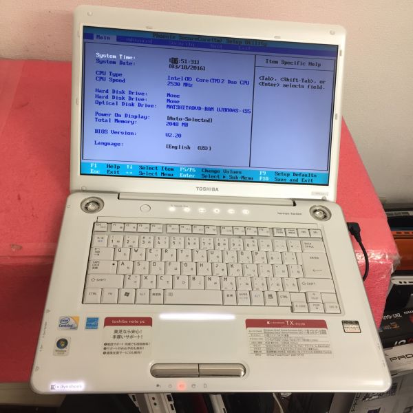TOSHIBA dynabook TX/65J2BL BIOS確認ジャンク(181750