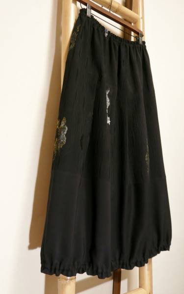 鎌倉まるか堂　着物リメイク　光雲文の漆黒ふうわり♪絹