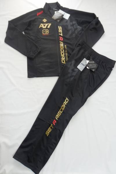 新品★アシックスＡ77トレーニングジャケットパンツセットM黒