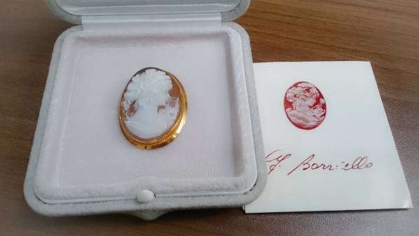 未使用 K18YG シェルカメオ ブローチ ペンダントトップ