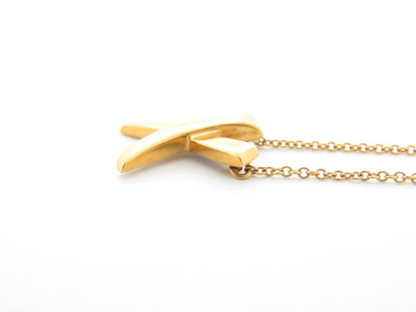 1円 ティファニー Xキス K18YG ネックレス HG639