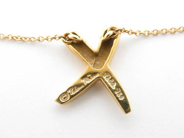 1円 ティファニー Xキス K18YG ネックレス HG639