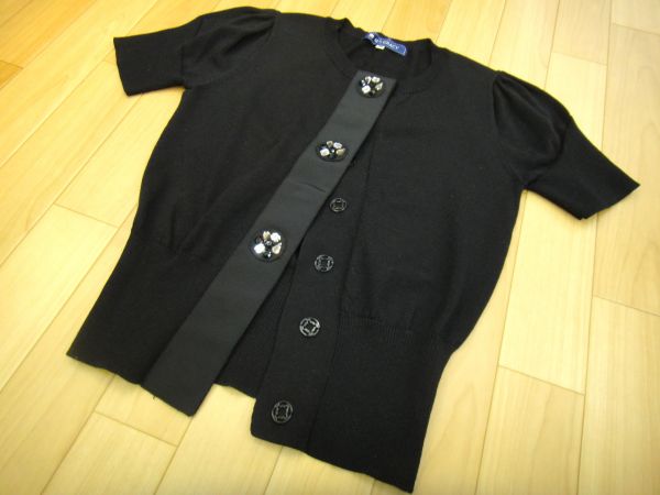 29a491☆M'S GRACY エムズグレイシー 黒 半袖 カーディガン 38 M'S