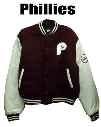Phillies フィリーズ 袖革メルトンスタジャン 新品　L 送料無料