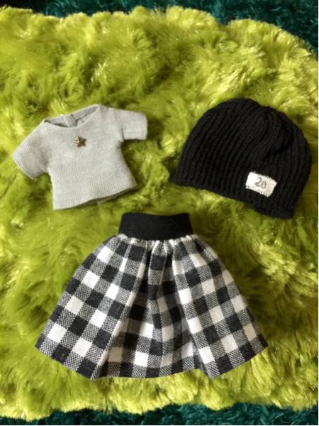 オビツ11・女の子服3点セット(Tシャツ、スカート、ニット帽)_3